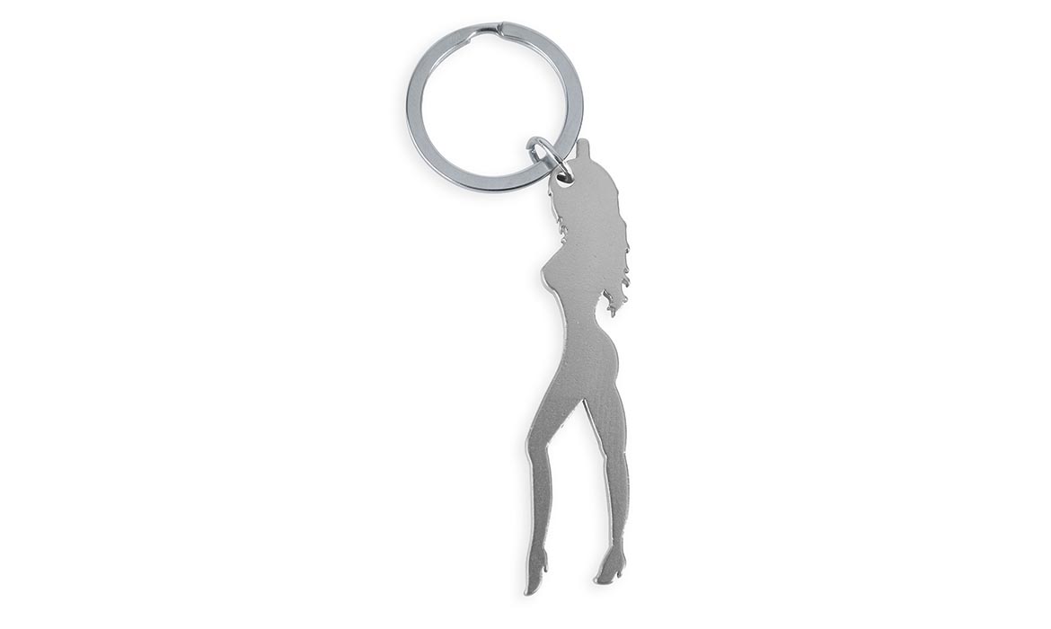 Porte-Clés Publicitaire Aluminium silhouette femme Argent Silver