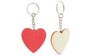Porte-clefs bois coeur bicolore