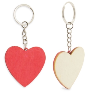 Porte-cles bois coeur bicolore