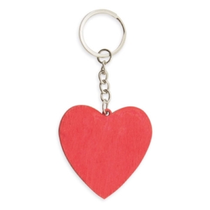 Porte-cles bois coeur rouge
