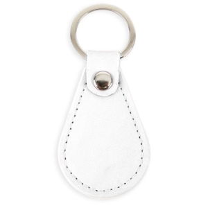Porte-clés Simil Cuir Oval Blanc