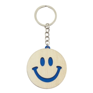 Porte-clés Smiley bicolore bleu