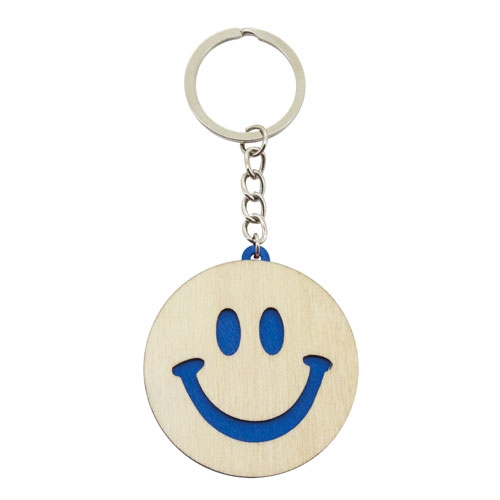Porte-clés Smiley bicolore bleu publicitaire