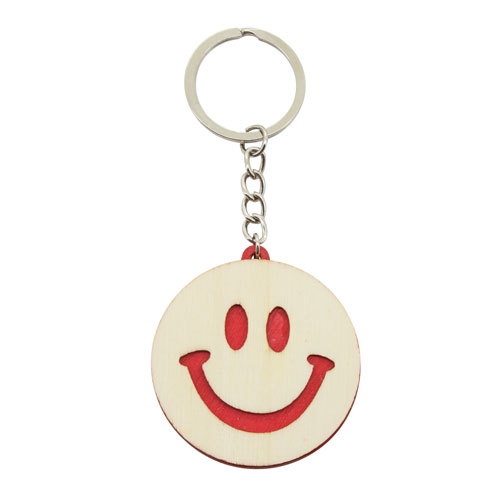 Porte-clés Smiley bicolore rouge publicitaire